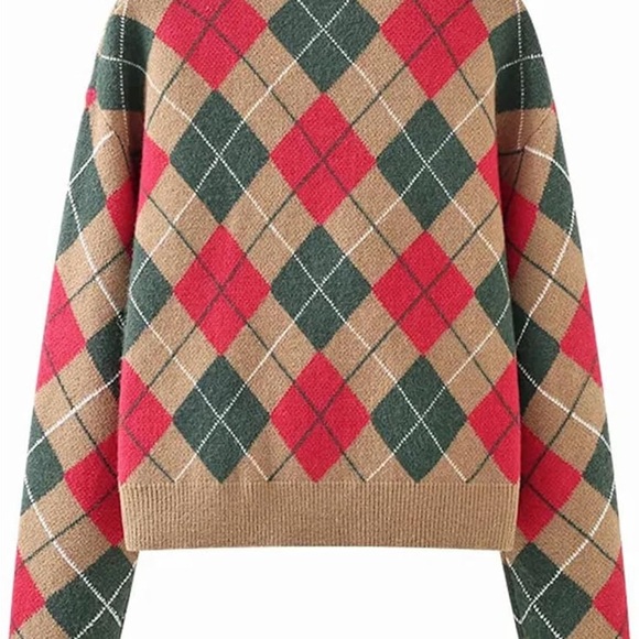 Wool/Cashmere Argyle Patterned Cardigan Sweater. New without tags - Picture 2 of 10